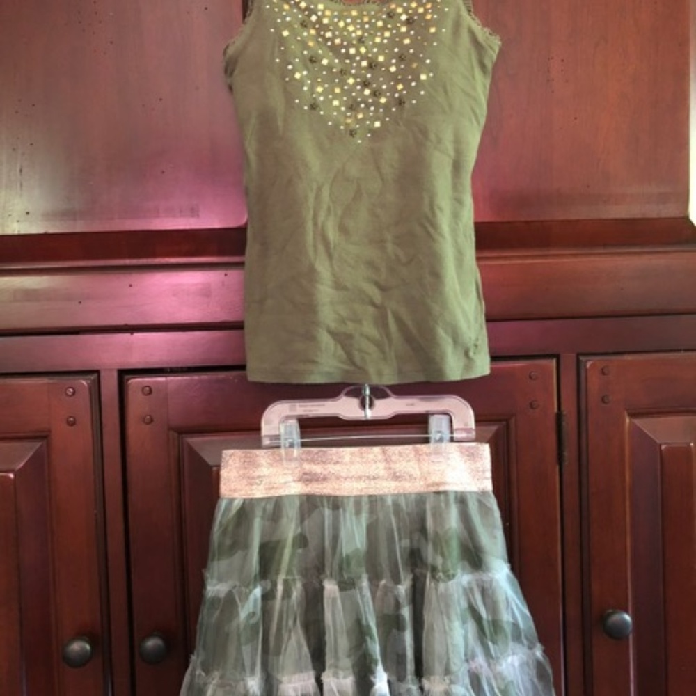 Camo Skirt and Shirt Set